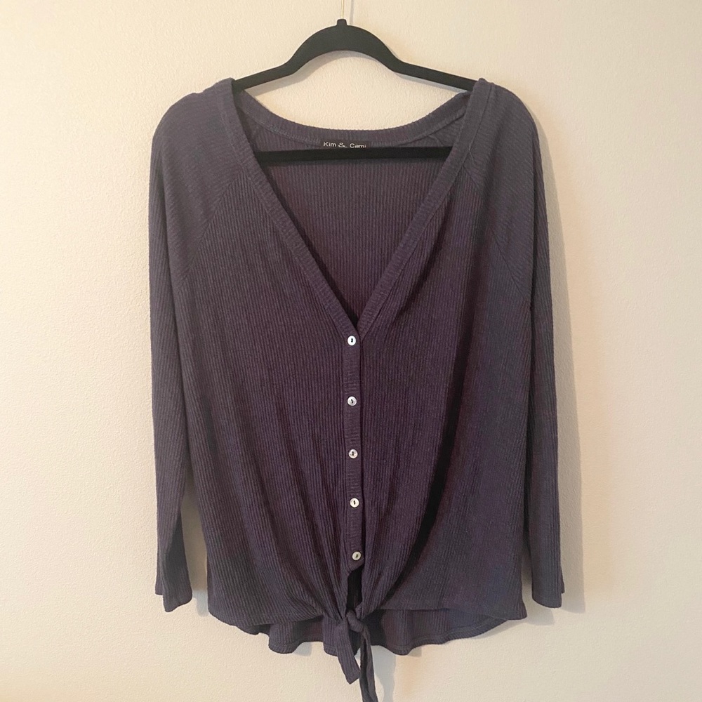 Kim & Cami Long Sleeve Tie Front Blouse